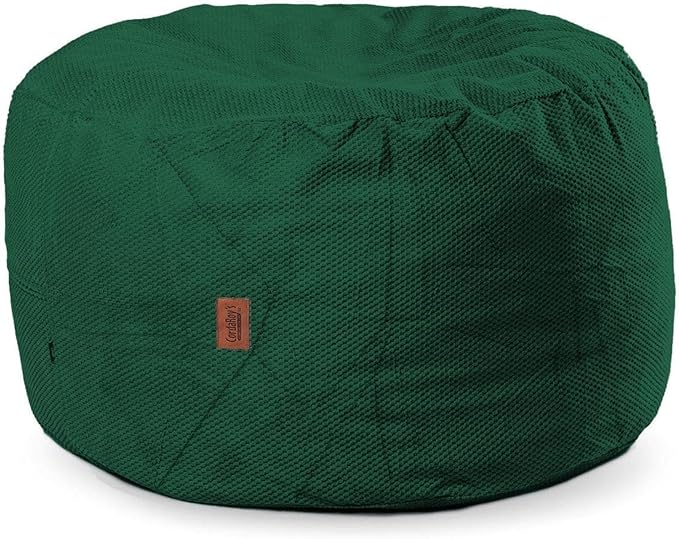 CordaRoy's Chenille Bean Bag Pouf Footstool - Washable Fabric Ottoman Cover with Durable Foam Insert - Versatile Footrest for Basement, Living Room, Office - 26" x 17" - Rainforest | Made in The USA