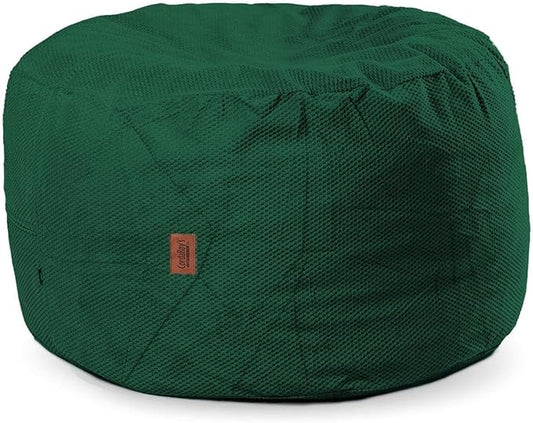 CordaRoy's Chenille Bean Bag Pouf Footstool - Washable Fabric Ottoman Cover with Durable Foam Insert - Versatile Footrest for Basement, Living Room, Office - 26" x 17" - Rainforest | Made in The USA