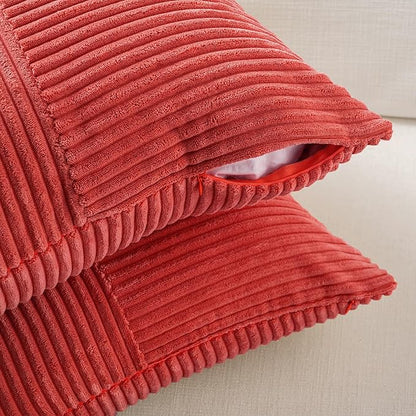 Fancy Homi 2 Packs Red Decorative Throw Pillow Covers 20x20 Inch for Living Room Couch Bed Sofa, Holiday Christmas Home Decor Gift, Soft Corss Corduroy Patchwork Accent Square Cushion Case 50x50 cm