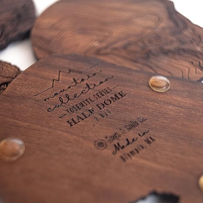 Yosemite National Park Wooden Coasters | El Capitan, Half Dome, Cathedral Rocks, Yosemite Village.