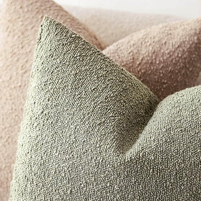 Foindtower Decorative Textured Boucle Throw Pillow Covers Accent Solid Pillow Cases Neutral Soft Cozy Couch Cushion Case for Chair Sofa Bedroom Living Room Home Decor 16x16 Inch,1PC,Dirty Sage Green