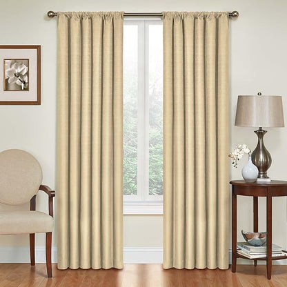 ECLIPSE Kendall Modern Blackout Thermal Rod Pocket Window Curtain for Bedroom or Living Room (1 Panel), 42 X 63, Cafe