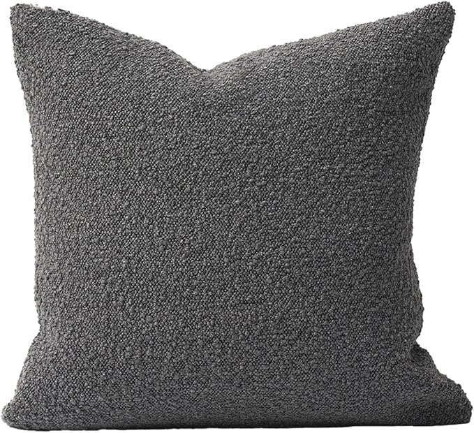 DOMVITUS Boucle Pillow Covers 20x20 Luxury Throw Pillow Covers Decorative Pillows for Bed Sofa Pillows for Living Room Accent Couch Pillows Soft Cushion Case, 1PC, Graphite Grey