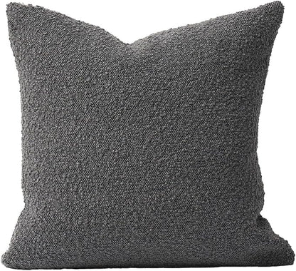 DOMVITUS Boucle Pillow Covers 20x20 Luxury Throw Pillow Covers Decorative Pillows for Bed Sofa Pillows for Living Room Accent Couch Pillows Soft Cushion Case, 1PC, Graphite Grey