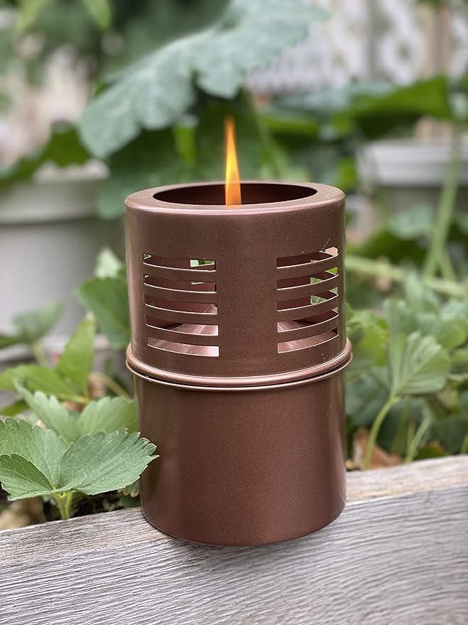 Torch Tabletop Oil Lamp Copper Stainless Steel Metal Wind Shield with Extra Fiberglass Wick with Safety Lock Wick Protection Child Guard
