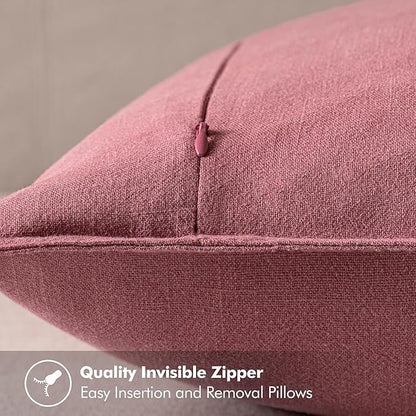 MIULEE Decorative Linen Pillow Covers 20x20 Inch Cranberry Red Boho Farmhouse Neutral Couch Throw Pillows for Bed Pack of 2 Accent Modern Pillowcase Sofa Livingroom Home Decor