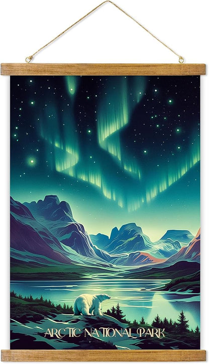 ABoby Vintage Gates of the Arctic National Park Posters - Alaska Travel Posters - Retro Style Wall Decor with Wood Frames - Ready to Hang