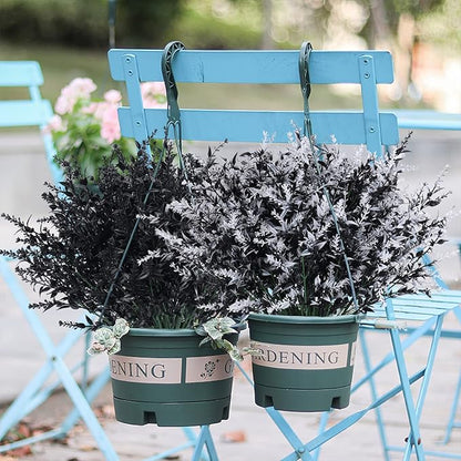 RECUTMS 12 Bundles Artificial Flowers Outdoor UV Resistant Outdoors Fake Plants Faux Plastic Flower in Bulk for Hanging Planters Outside Porch Vase Home Window Decoration(Black)