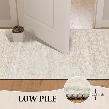 Valenrug Runner Rugs 2x8 - Stain Resistant 2x8 Rugs Runners for Hallways Living Room, Non Slip Runner Rugs for Bedroom, Folable Machine Washable Hallway Runner (2'x8', Beige)