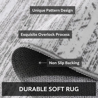 8x10 Area Rugs for Living Room Machine Washable Rug Distressed Indoor Carpet Neutral Moroccan Boho Rug Ultra Soft Area Rug for Bedroom Dining Room Playroom Office, Grey