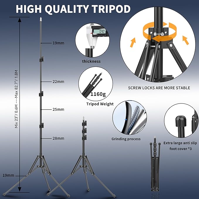 Large Ring Light Professional 55W with 72" Tripod Stand,Full-Screen Selfie Ring Light All-Purpose Stand for Live Stream, YouTube, TikTok, Video Recording with Remote (black-011,13)