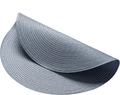 AHHFSMEI Round Braided Placemats 15 Inch Round Table Mats for Dining Tables Natural Woven Heat Resistant Place mats Set of 6 (Light Blue)