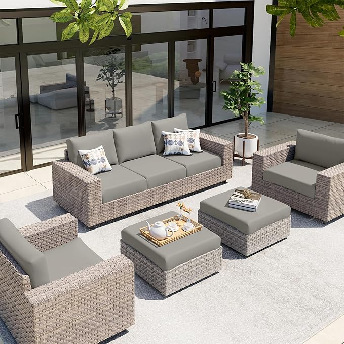 hyha Waterproof Couch Cushion Covers, Stretch Sofa Couch Seat Slipcover for Dog Washable, Non-Slip Waterproof Outdoor Cushion Covers for Patio Furniture Replacement (1 Piece for Large, Khaki)