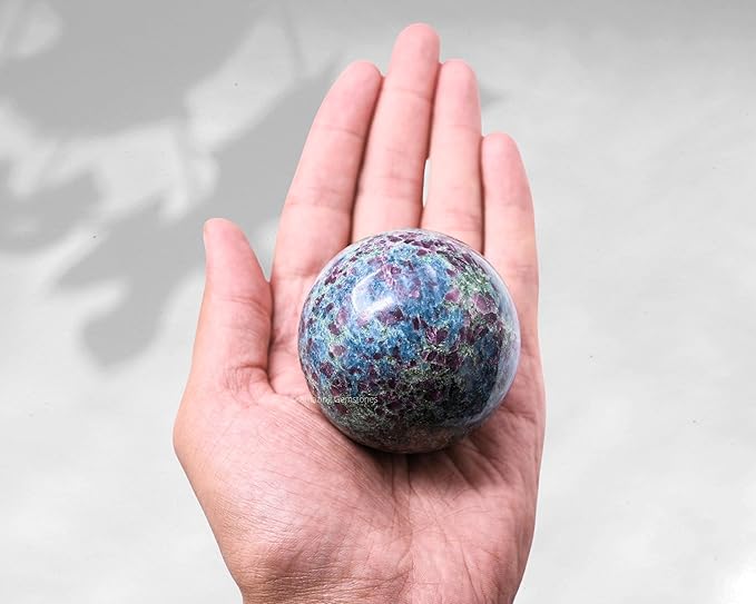 Amazing Gemstone Ruby Kyanite Crystal Ball with Stand - 2.5 Inches Large Crystal Sphere Meditation Balls for Witchcraft and Decorative Balls
