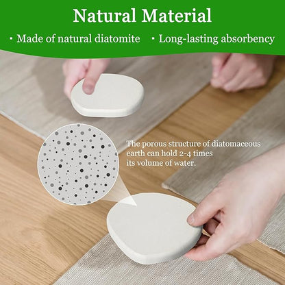 Diatomaceous Earth Coasters Set of 6 for Drinks, Moisture Water Absorbent Stone Coasters for Table Desk at Work, Water Absorbing Instant Drying Diatomite, Modern White