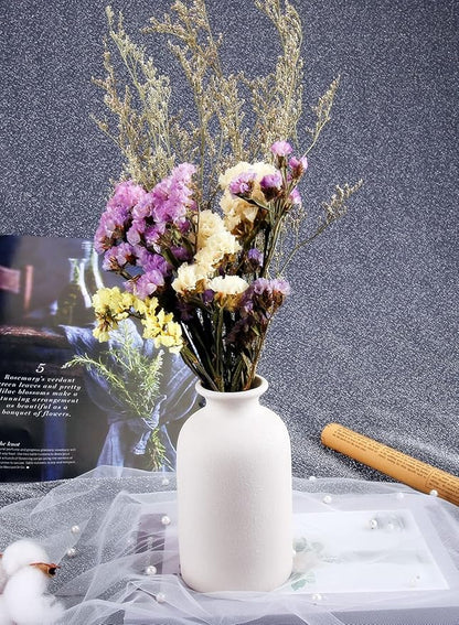 Ceramic White Small Vase, Dry Flower Vases Minimalism Style for Modern Table Shelf Home Decor, Fit for Fireplace Bedroom Kitchen Living Room Centerpieces Office Desk Gift (White, Small)