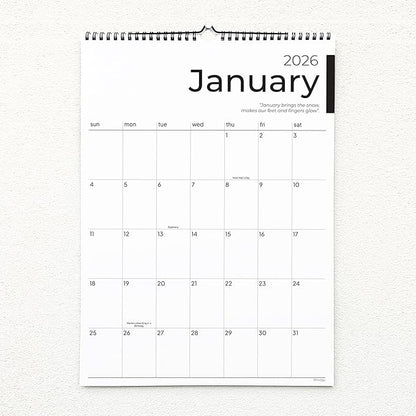 2026 Calendar, 12 Months, January to December, 17" x 12", Large Wall Calendar 2026 with Hanger, Calendar 2026 for Wall, 2026 Calendar Planner, Thick Paper, Spiral Binding, Sleek Business Design.