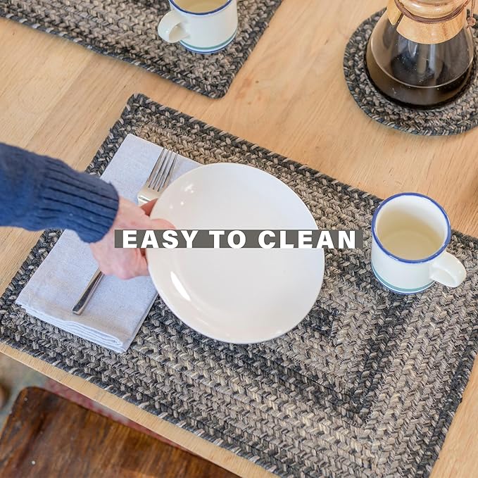 Homespice Flint Hill Jute Braided Kitchen Trivets for Hot Dishes, Warm Primitive Decor, Set of 6, Grey 8" Round Heat Resistant Mat - Rich Colors, Easy to Clean, Durable and Protects Furniture
