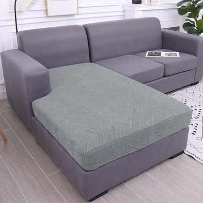 hyha Couch Cushion Covers, Stretch Sofa Seat Cushion Slipcover, Sectional Couch Covers L Shape with Elastic Bottom for Sectional Sofa(Chaise, Grey)