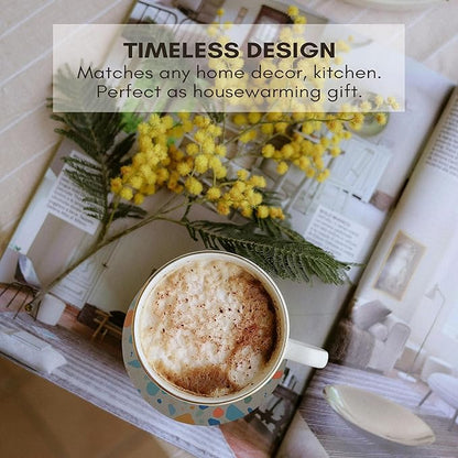 Terrazzo Drink Absorbent Coasters with Holder Set of 6, Ceramic Coaster for Drinks, Coffee Table Decor, Water Absorbing Stone Coaster for Drinks (Pastel)