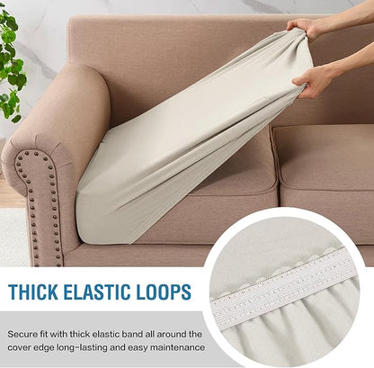 H.VERSAILTEX Fleece Couch Cushion Covers Stretch Loveseat Covers Comfortable and Durable Fabric (2 Piece Loveseat Cushion Cover, Pale Oak)