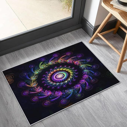 Psychedelic Swirl Rug 8x12, Washable Trippy Spiral Rugs for Living Room Bedroom, Multicolor Fractal Art Area Rug for Home Decor, Non Slip Backing Floor Carpet with Gripper - 8 x 12 ft