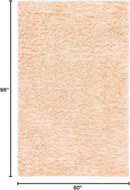 SAFAVIEH Faux Sheep Skin Collection 5' x 8' Light Pink FSS235U Silken Glam 2.35-inch Thick Area Rug