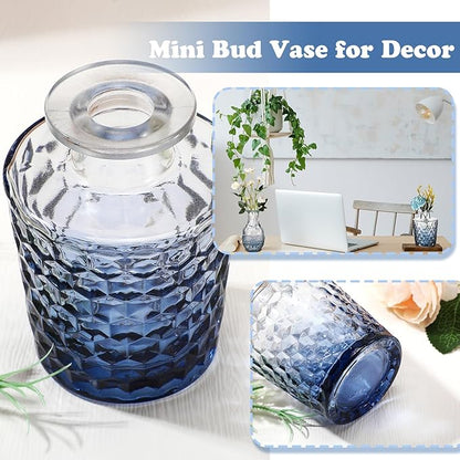 20 Pcs Glass Bud Vase Set Small Vintage Flower Vase in Bulk for Centerpieces Rustic Decorative Glass for Wedding Table Home Christmas Decoration (Gradient Blue)