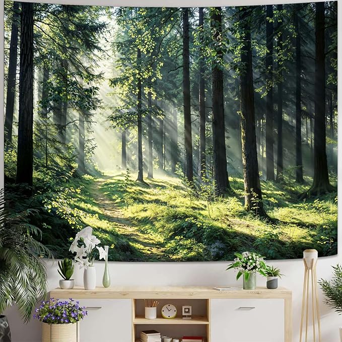 kampdream Landscape Tapestry, Scenery Art Wall Tapestries, Nature Wall Decor for Bedroom Living Room Backdrop Dindal effect forest 36×48 inches