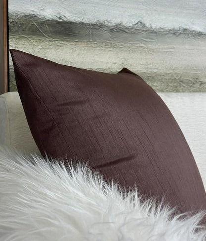 Aiking Home 24x24 Inches Faux Silk Square European Shams, Zipper Closure, Brown (Set of 2)