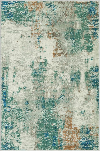 Lahome Modern Abstract Area Rug - 2x3 Small Entryway Rug Washable Rugs for Kitchen Non-Slip Soft Front Indoor Doormat Low Pile, Accent Throw Carpet for Bathroom Laundry Floor Mats,Green/Grey