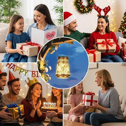 4 Pack Solar Lanterns Outdoor Waterproof Birthday Gifts for Women Mom Grandma, Hollowed-Out Metal Butterfly Hanging Solar Lantern Lights Outdoor Decor, 2 Modes Lights Decor for Yard, Patio