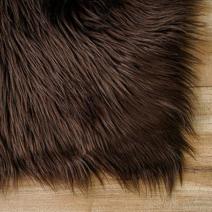 Carvapet Luxury Soft Faux Sheepskin Fur Area Rugs for Bedside Floor Mat Plush Sofa Cover Seat Pad for Bedroom, 2.3ft x 5ft,Brown