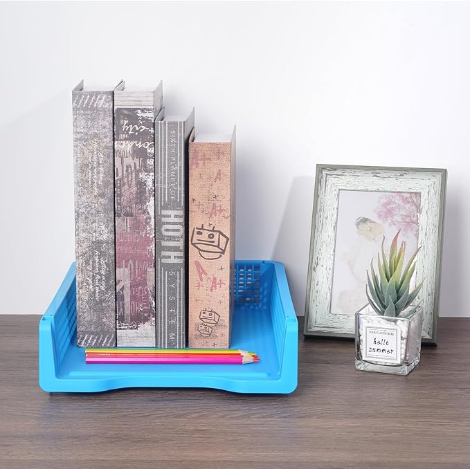 ZZYFGH 6 Pack Turn in Trays for Teachers, Plastic Classroom Paper Organizers, Colorful Storage Baskets for Office, Stackable Office Desktop Document Paper Storage(13.4 * 9.5 * 2.7in)