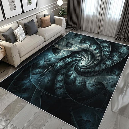 Abstract Swirl Rug 3x4, Washable Psychedelic Spiral Rugs for Living Room Bedroom, Fractal Art Area Rug for Home Decor, Non Slip Backing Floor Carpet with Gripper - 3 x 4 ft