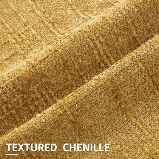 decorUhome Mustard Yellow Chenille Euro Sham Throw Pillow Covers 26x26 Set of 2 Textured Slubby Couch Pillow Covers Farmhouse Accent Modern Neutral Decorative Pillow Cases for Bed Sofa Living Room