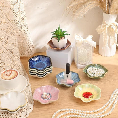 Shappy 24 Pcs Ceramic Ring Dish Bulk 4.5 in Small Jewelry Tray Porcelain Trinket Dish for Women Wedding Birthday Gifts (Multicolor)