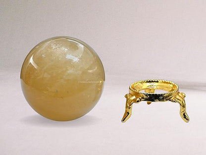 Amazing Gemstone Yellow Calcite Crystal Ball with Stand - 1.5 Inches Crystal Sphere Meditation Balls for Witchcraft and Decorative Balls