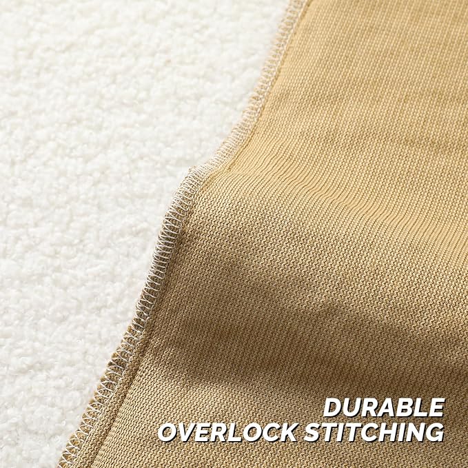 FUTEI Khaki Throw Pillow Covers 26x26 Inch Set of 2,Furry Faux Fur Teddy Boucle Textured Cushion Covers,Soft Fluffy Decorative Euro Pillow Shams,Home Decor for Couch Bed Living Room Office Car