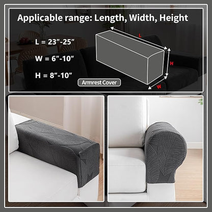 Couch Covers for Sectional Sofa, Washable Stretch Soft Sofa Cushion Covers L Shape Sofa Slipcovers Anti Slip Furniture Decor Protector for Pets (1PC Armrest Cover,Dark Gray)