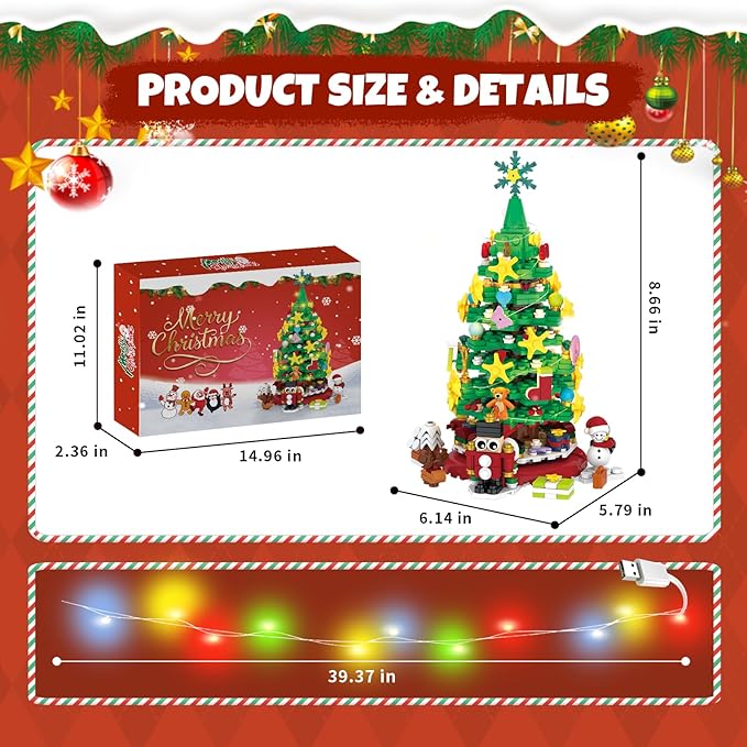 Advent Calendar 2025 Christmas Building Blocks Kit - Christmas Paradise Building Set with LED Light,24 Days Countdown Toys Building Set for Teen Boys Girls Gifts