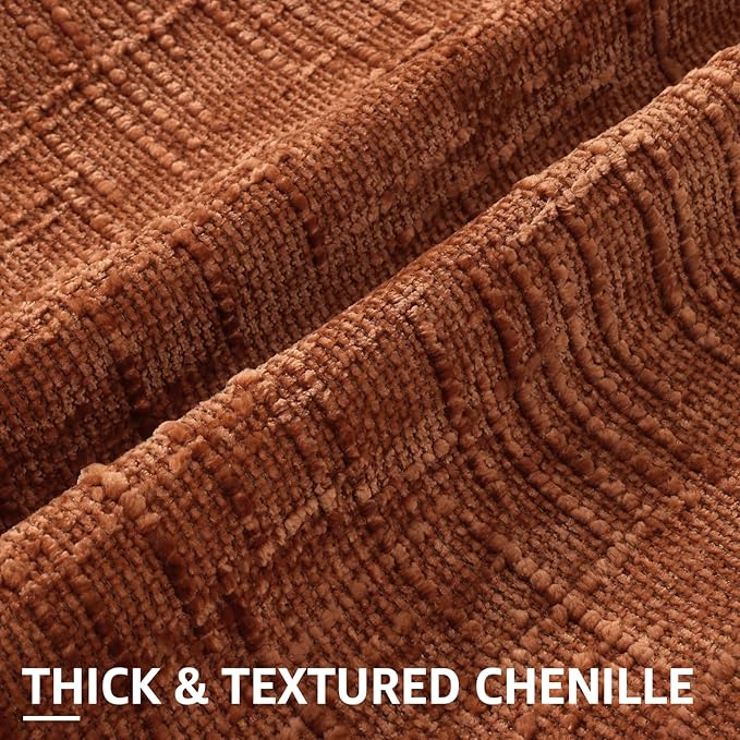 decorUhome Spring Rust Chenille Throw Pillow Covers 16x16 Set of 2 Textured Slubby Couch Pillow Covers Farmhouse Accent Modern Neutral Decorative Pillow Cases for Bed Sofa Living Room