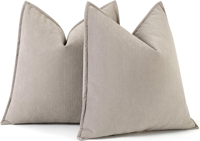 ZWJD Gray Pillow Covers 24x24 Set of 2 Chenille Pillow Covers with Elegant Design Soft and Luxurious Decorative Throw Pillows for Couch, Bed, and Home Decor