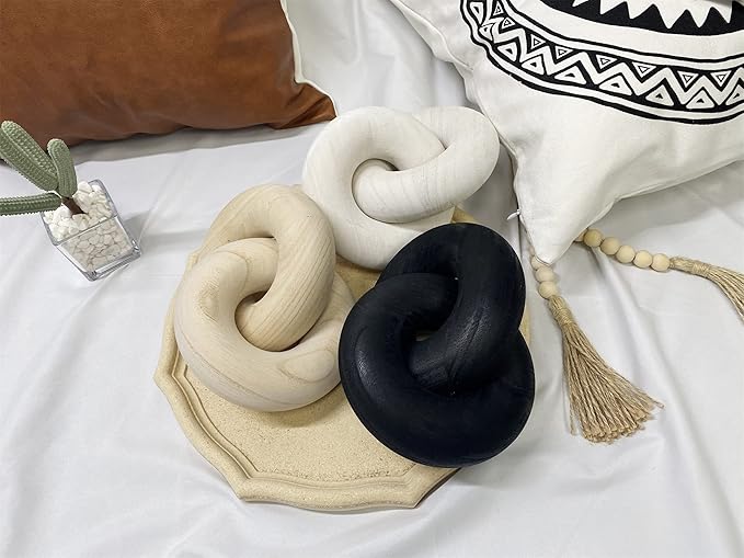 S-SNAIL-OO Wood Chain Link Decor, 2-Link Wood Chain Boho Decor for Living Room, Farmhouse Decor, Coffee Table (Wooden)