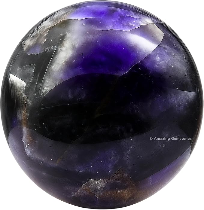 Amazing Gemstone Amethyst Chevron Crystal Ball with Stand - 1.5" Inches Crystal Sphere Meditation Balls for Witchcraft and Decorative Balls