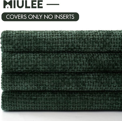 MIULEE Christmas Pack of 4 Couch Throw Pillow Covers 16x16 Inch Green Soft Decorative Chenille Pillow Covers Farmhouse Accent Cushion Covers for Boho Home Decor Sofa Bedroom Living Room