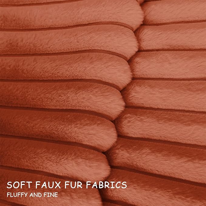 2 Pack Pillow Covers, 20x20 Faux Fur Square Throw Pillow Covers for Living Room Decorations Throw Pillow Case, Throw Pillow Cover Cushion Cover for Home Sofa Bedroom Car, Rust