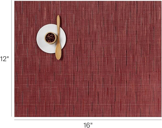 Chilewich Bamboo Placemats Set of 4 - Woven Rectangle Placemats - Reusable, Stain-Resistant, Indoor/Outdoor Tabletop Protection - 18.5" x 13.5" - Cranberry