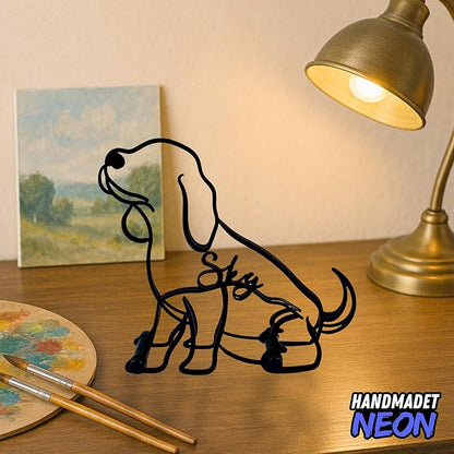 Personalized Beagle Dog Sitting Minimalist Sculpture, Custom Dogs Name Metal Desk Decor, Aesthetic Table Sign Gifts for Officer, Friends, Animal Lover, Kids, Mom, Dad