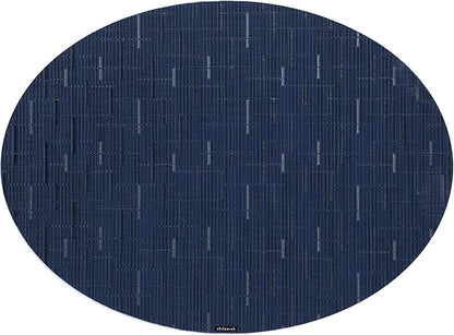 Chilewich Bamboo Placemats Set of 4 - Woven Oval Placemats - Reusable, Stain-Resistant, Indoor/Outdoor Tabletop Protection - 19" x 14" - Lapis